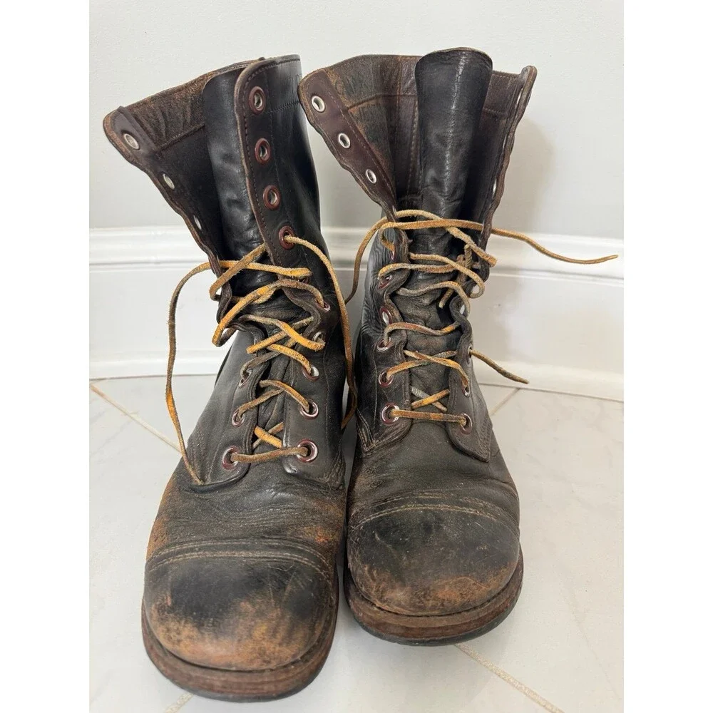 VTG BFG BF Goodrich Military Army Combat Jumper Boots Brown Leather 60s Sz 10